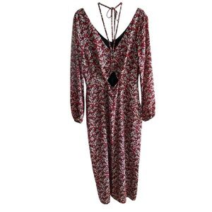 Sanctuary Floral Print Halter Neck Long Sleeve Cut-Out Midi Dress